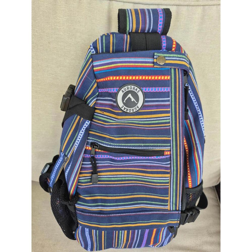 Large AURORAE Striped Cross-Body Sling Yoga Back Pack Bag